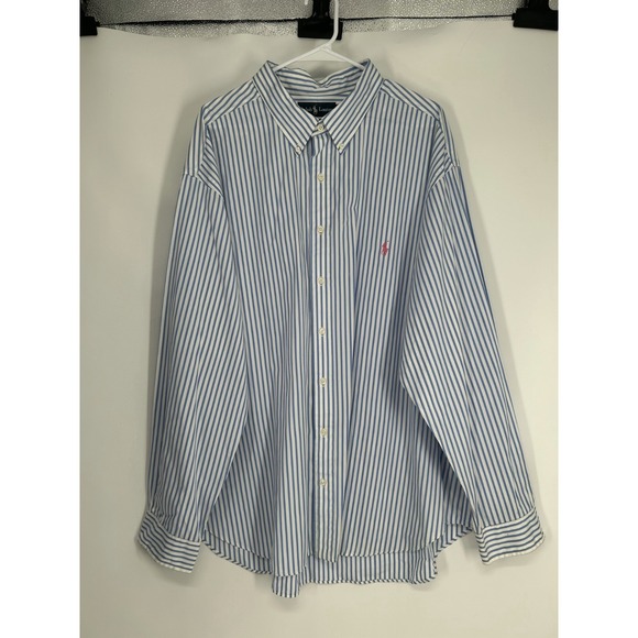Ralph Lauren Other - Polo Ralph Lauren Shirt 3XL Big 3XB White Blue Striped Classic Fit Button Down